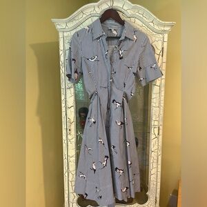 Blue stripe shirt dress